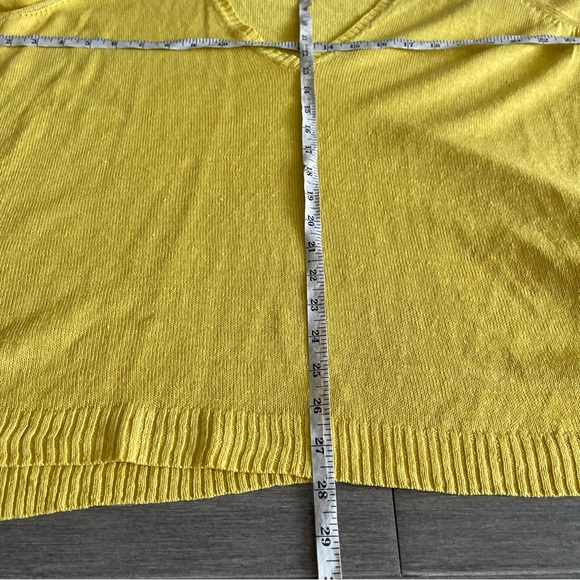 Eileen Fisher Organic Linen Yellow Knit Sweater Top Deep V Neck Top Plus Size 3X - Picture 12 of 12